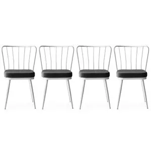 Yıldız - 962 V4 White Chair Set (4 Pieces)