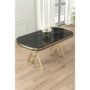 Zae - Crni Mramorni Sto sa Zlatnim Akcentima