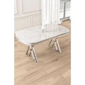 Zae - Sto za trpezariju od belog mermera i hroma