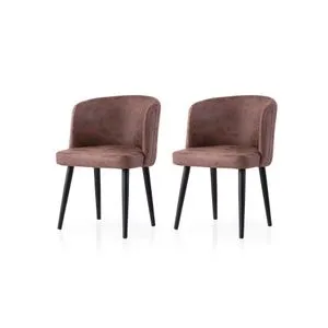 Zen - 4207 V2 Crno-Smeđi Set Stolica (2 Komada)