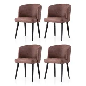 Zen - 4207 V4 Crno-Smeđi Set Stolica (4 Komada)