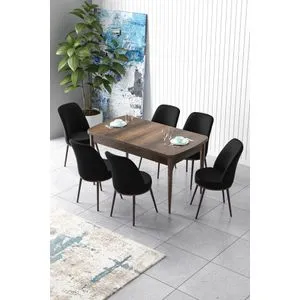 Zen - Baroque, Black Baroque
Black Extendable Dining Table & Chairs Set (7 Pieces)