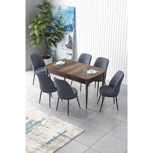 Zen - Baroque, Fume Baroque
Fume Extendable Dining Table & Chairs Set (7 Pieces)