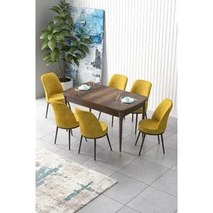 Zen - Baroque, Mustard Baroque
Mustard Extendable Dining Table & Chairs Set (7 Pieces)