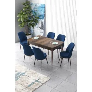 Zen - Baroque, Navy Blue Baroque
Navy Blue Extendable Dining Table & Chairs Set (7 Pieces)