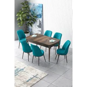 Zen - Baroque, Turquoise Baroque
Turquoise Extendable Dining Table & Chairs Set (7 Pieces)