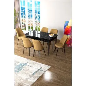 Zen - Black Marble, Cappuccino Black Marble
Cappuccino Extendable Dining Table & Chairs Set (7 Pi...