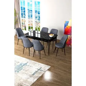 Zen - Black Marble, Fume Black Marble
Fume Extendable Dining Table & Chairs Set (7 Pieces)