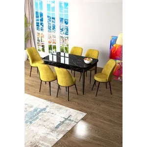 Zen - Black Marble, Mustard Black Marble
Mustard Extendable Dining Table & Chairs Set (7 Pieces)