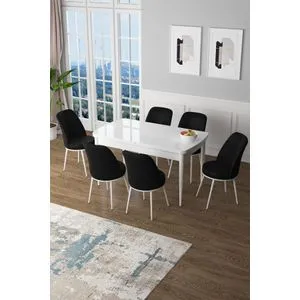 Zen - White, Black White
Black Extendable Dining Table & Chairs Set (7 Pieces)