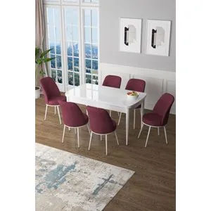 Zen - White, Burgundy White
Burgundy Extendable Dining Table & Chairs Set (7 Pieces)