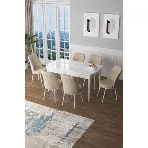 Zen - White, Cream White
Cream Extendable Dining Table & Chairs Set (7 Pieces)
