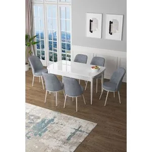 Zen - White, Grey White
Grey Extendable Dining Table & Chairs Set (7 Pieces)