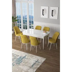 Zen - White, Mustard White
Mustard Extendable Dining Table & Chairs Set (7 Pieces)