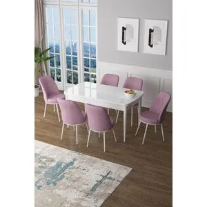 Zen - White, Pink White
Pink Extendable Dining Table & Chairs Set (7 Pieces)