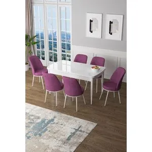 Zen - White, Purple White
Purple Extendable Dining Table & Chairs Set (7 Pieces)