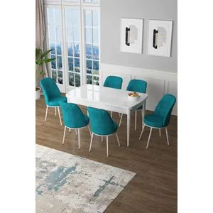 Zen - White, Turquoise White
Turquoise Extendable Dining Table & Chairs Set (7 Pieces)