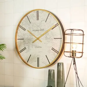 Zidni sat WORLD TRAVELLER 53cm 778903 - Cream/Gold - DCS