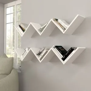 Zig Zag - White White Wall Shelf