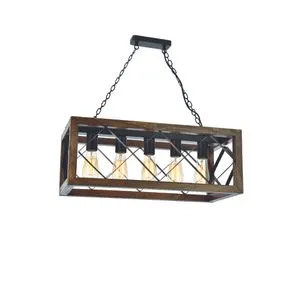 Zikzak 5Li Rustik Avize Ceviz Walnut - Crna Luster