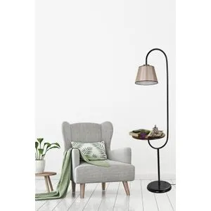 Zümrüt Siyah Lambader Pramit 15-3 Abajurlu Dark Beige Floor Lamp