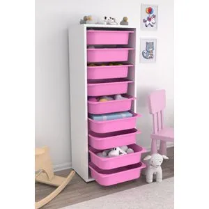 Zola 9N - Višenamenski kabinet u beloj i ružičastoj boji