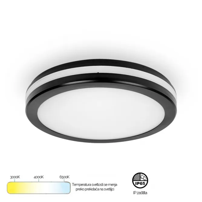LED PLAFONJERA MONA-200-20W 3000/4000/6500K IP65 CRNA