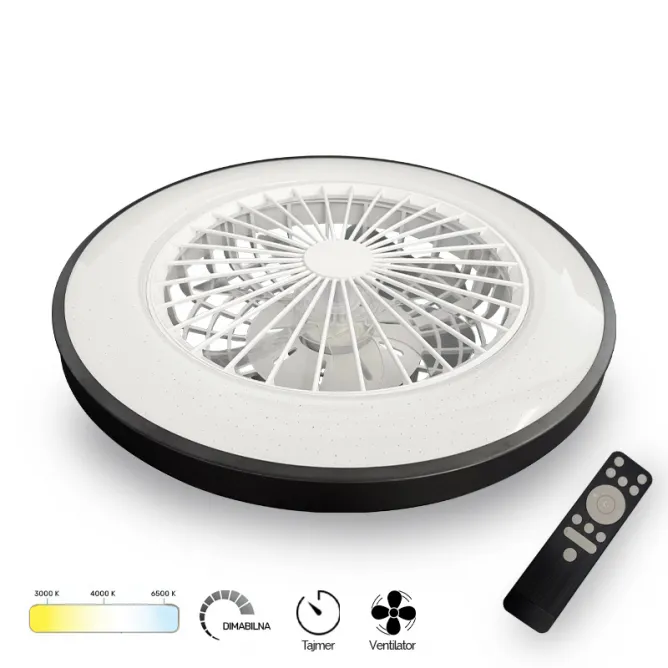 LED PLAFONJERA YL-FAN-G010 48W 3000K/4000K/6500K CRNA DIMABILNA
