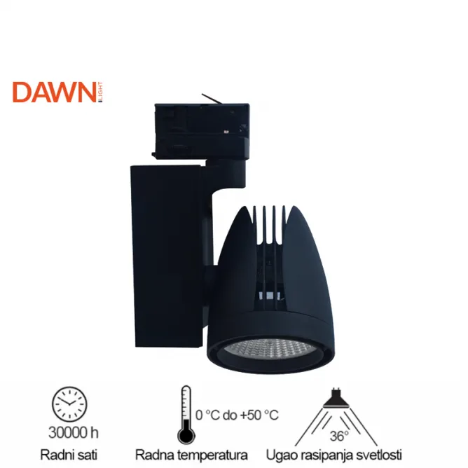 LED REFLEKTOR ŠINSKI 337201-3 40W 3000K CRNI TROSTEPENI