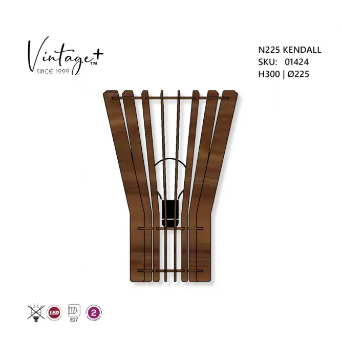 VINTAGE KENDALL N225 ZIDNA LAMPA 1*E27 (Ø 325 mm, h-300 mm) – SKU01424