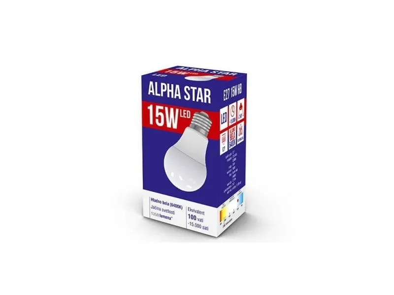 LED Sijalica E27 15W 220V Hladno bela 6400K 1300Lm