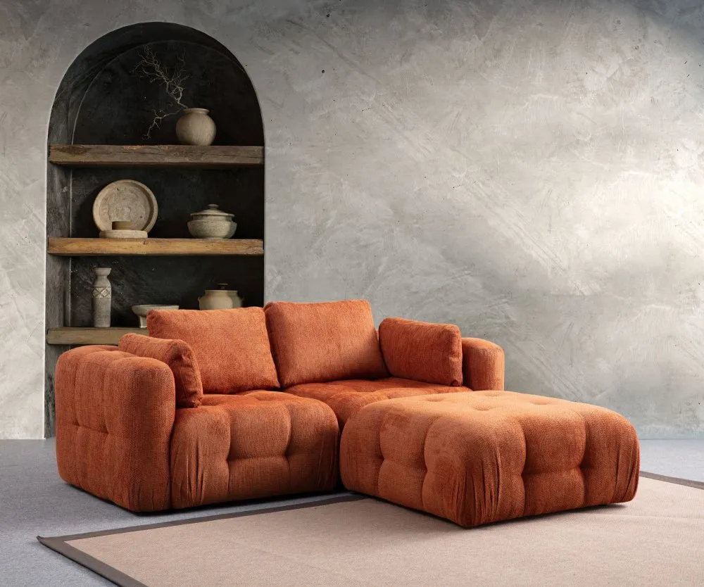 Amaris 2 Seater With Pouffe Orange ugaona sofa