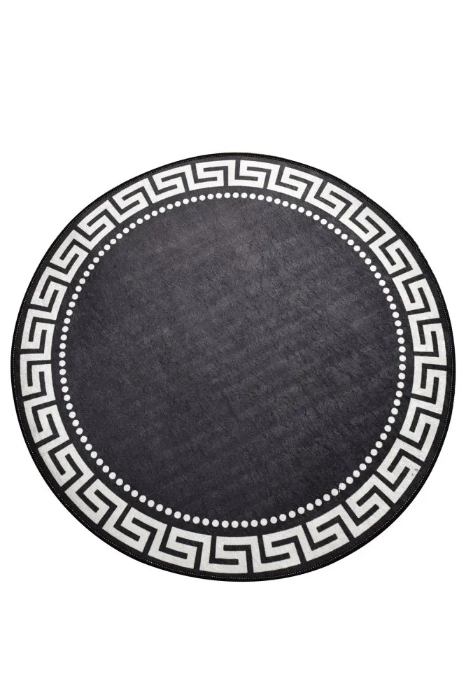 Antik Okrugli tepih crno - bela boja 100 cm (882CHL1621)