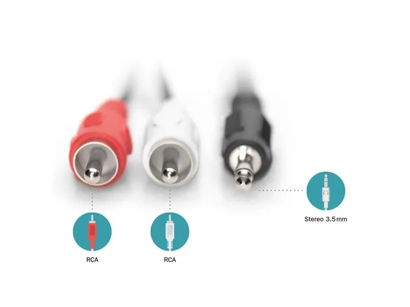 Audio kabl 2xcinc na 3.5mm 2.5m crni