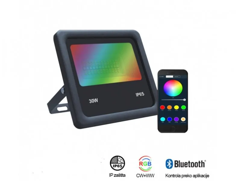 LED REFLEKTOR BR-FL30W-04AZ CRNI RGB/WW/CW BLUETOOTH