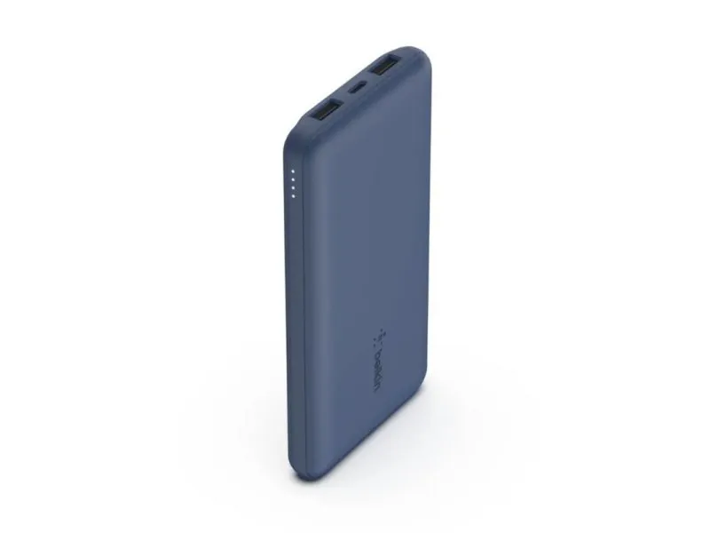 BOOST CHARGE (10000 mAH) Power Bank with USB-C 15W - Dual USB-A - 15cm USB-A to C Cable - Blue