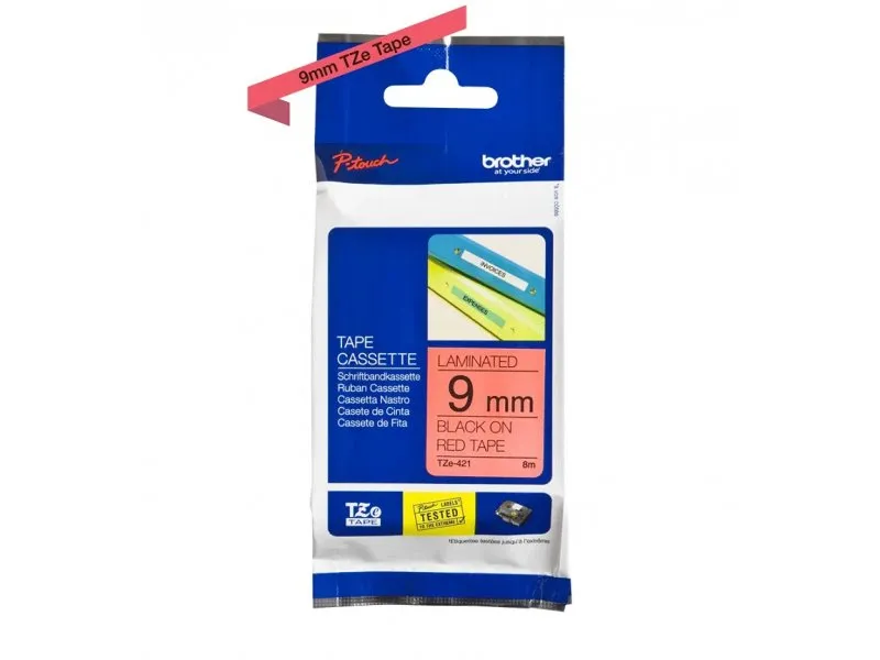 TZE421 traka 9mm crno/crveno