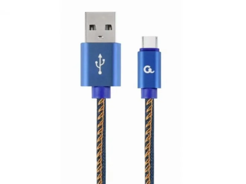 CC-USB2J-AMCM-1M-BL Premium jeans (denim) Type-C USB cable with metal connectors, 1m, blue