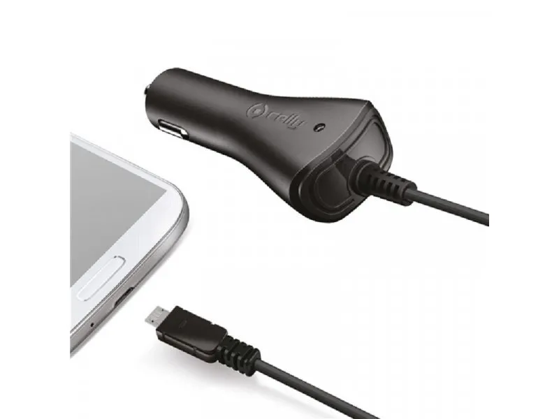 Auto punjač sa MICROUSB kablom u CRNOJ boji