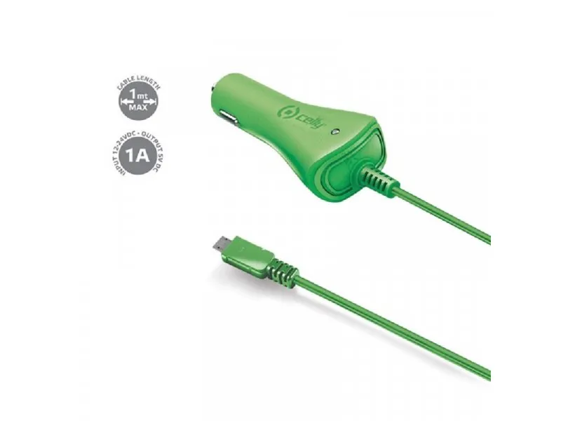 Auto punjač sa MICROUSB kablom u ZELENOJ boji
