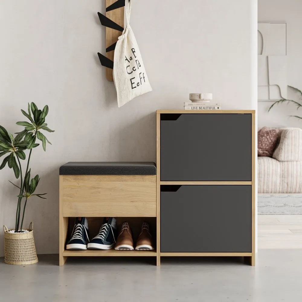 Cipelarnik Haven Shoe Bench Oak Anthracite