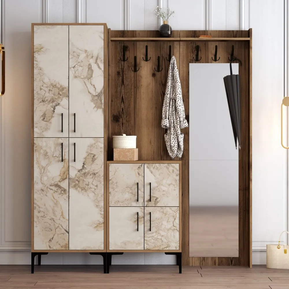 Cipelarnik sa čivilukom Berlin ABC Walnut White Marble