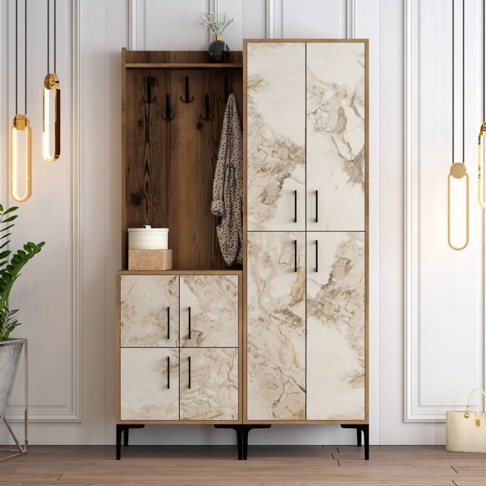 Cipelarnik sa čivilukom Berlin BA Walnut White Marble