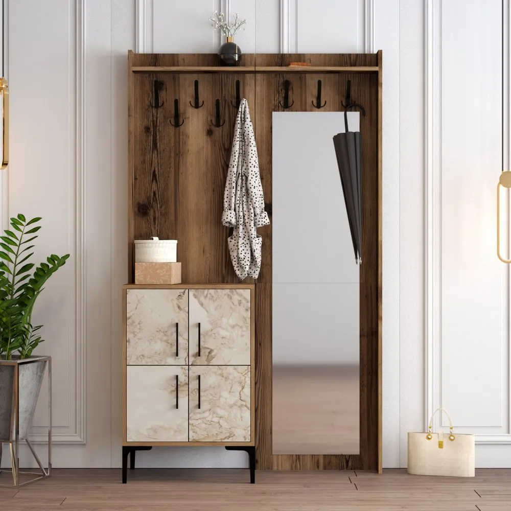 Cipelarnik sa čivilukom Berlin BC Walnut White Marble