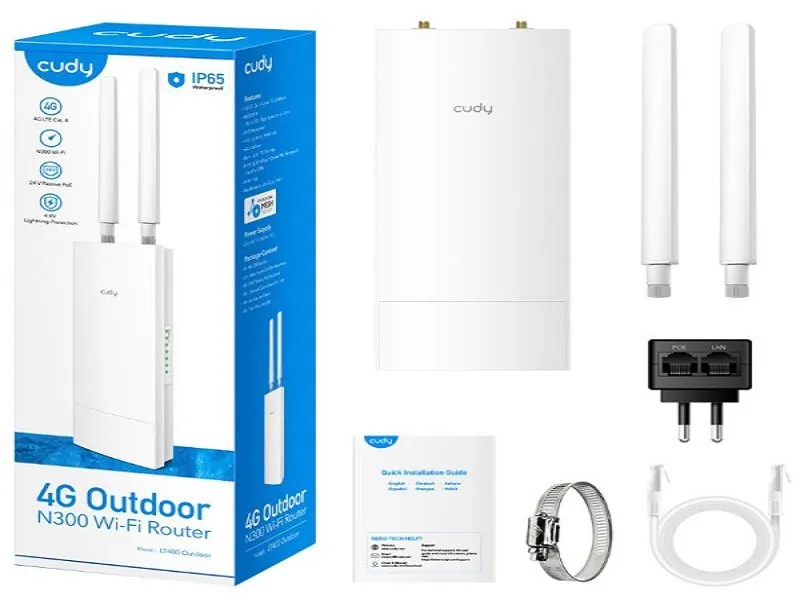 Cudy LT500 Outdoor 4G LTE Cat 4 AC1200 Wi-Fi Route, Nano SIM Slot