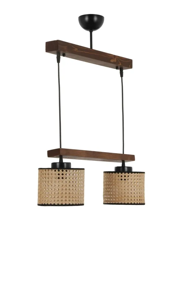 David 2 Li Sıralı Ceviz Rattan Luster
