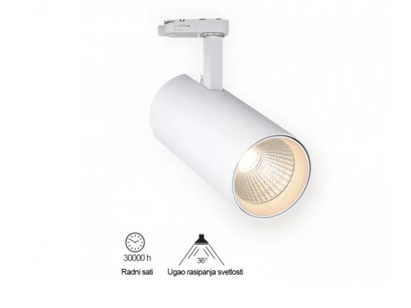 Trofazni šinski LED reflektor JM-4070 30W 4000K 36° beli
