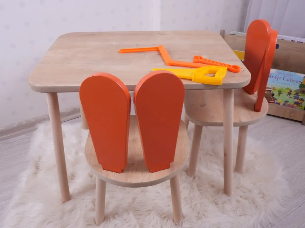 Dečiji sto i stolica Bunny One Chair Set Orange Brown