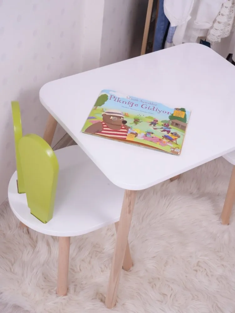Dečiji sto i stolica Bunny One Chair Set Pistachio Green White