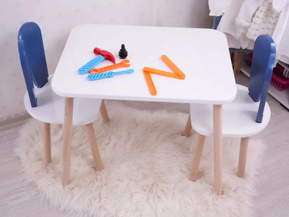 Dečiji sto i stolice Bunny Two Chair Set Blue White